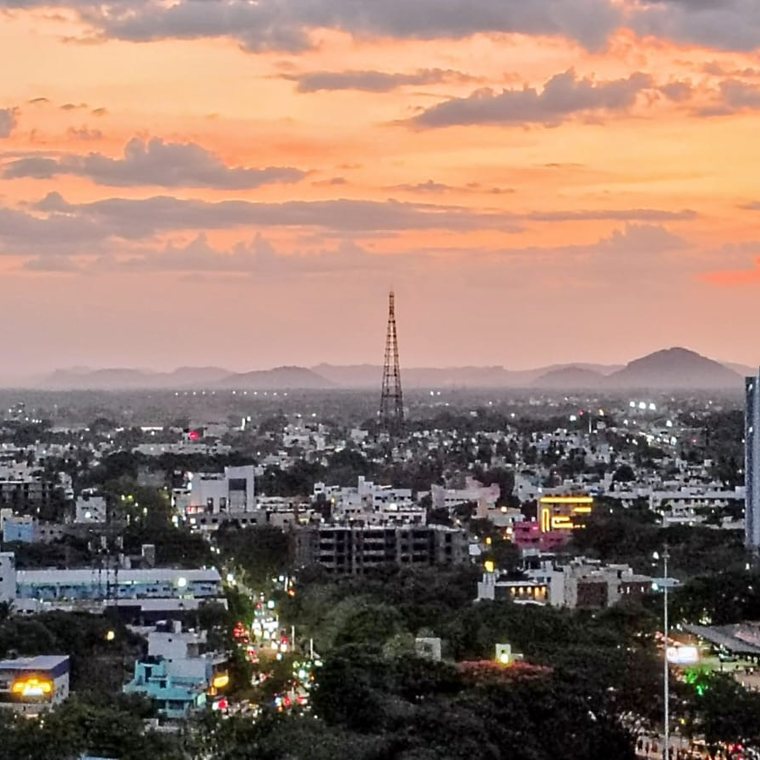 Sunset over the city